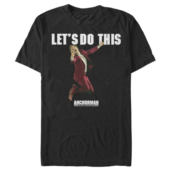 Men's Anchorman Ron Burgundy Let's Do This Graphic Tee Black Small