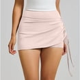 thumbnail image 2 of Aihuaihua Tennis Skirts for Women Bodycon Casual Mini Skirts Adjust Drawstring Ruched Short Skirt Club Skirt Pink XXL, 2 of 7