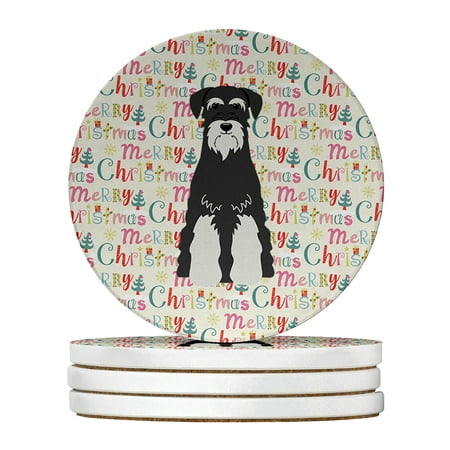 

Merry Christmas Standard Schnauzer Salt and Pepper Large Sandstone Coasters Pack of 4 4 in x 4 in