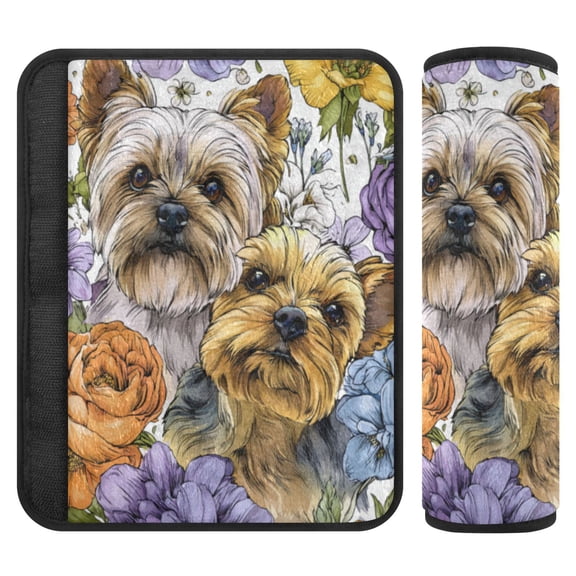 2 Pcs Seat Belt Strap Covers Pad for Car Soft Flannel Car Seat Belt Shoulder for All Cars Lovely Yorkshire Terrier Dogs