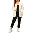 thumbnail image 2 of Agnes Orinda Women's Plus Size Sweaters Long Sleeve Open Front Cardigans with Pockets 1X Apricot, 2 of 5