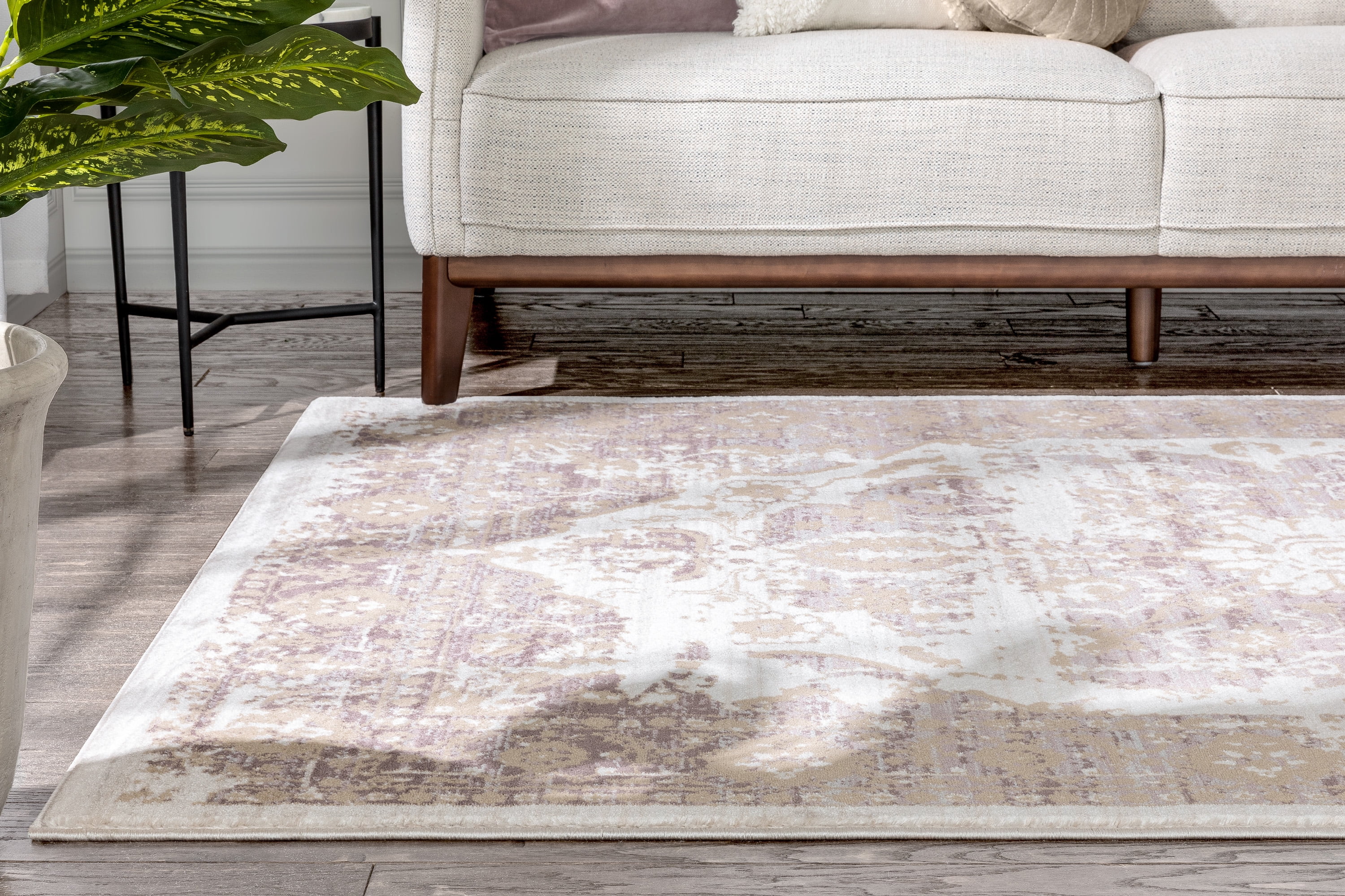 Well Woven Kensington Distressed Modern Area Rugs, Lavender Purple