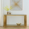 thumbnail image 2 of Modern Glass Console Table, 55" Gold Sofa Table With Sturdy Metal Frame And Clear Tempered Glass Top, For Living Room Entryway Bedroom, Gold Finish, 2 of 9