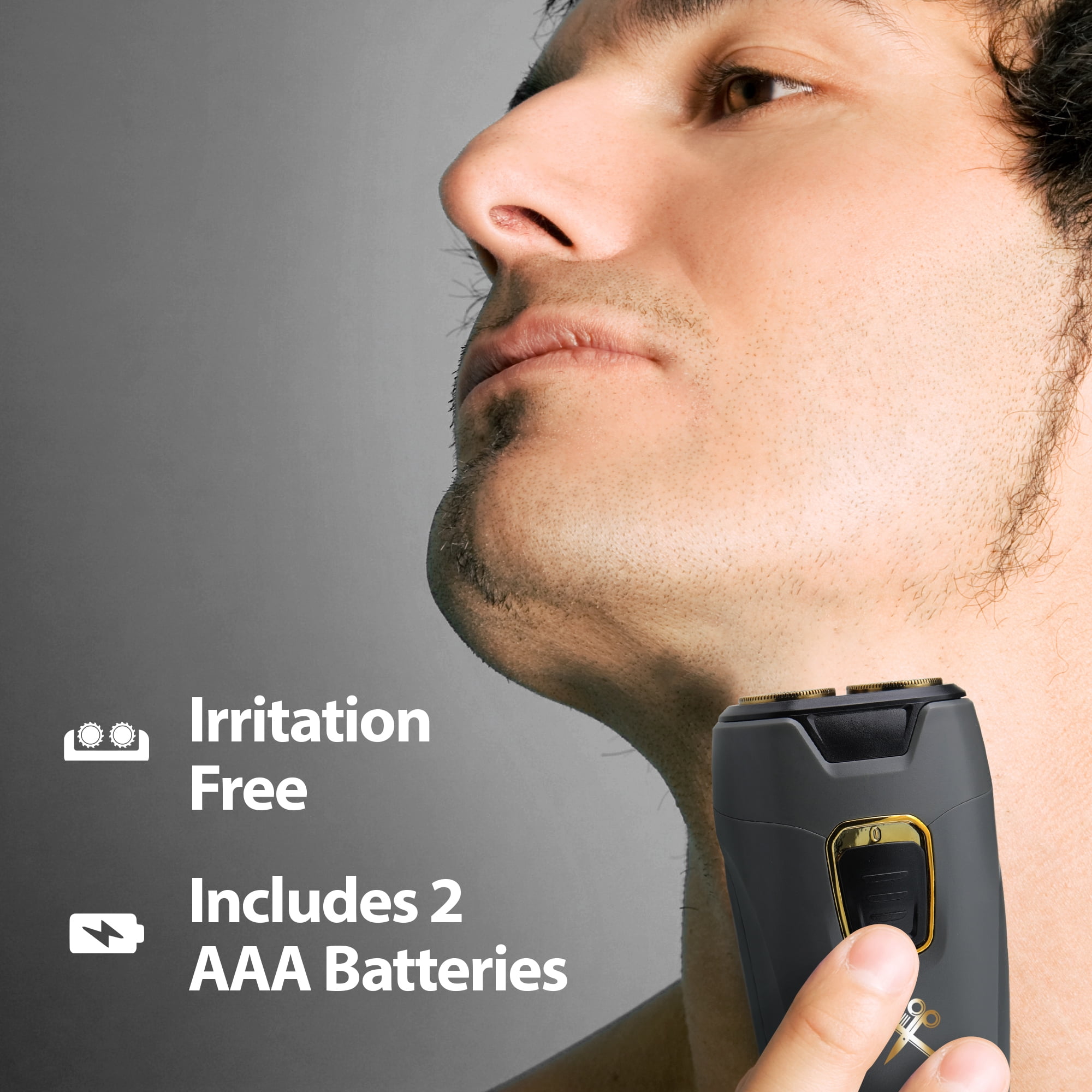 Cutting Edge Dual Rotary Travel Shaver – Portable, Battery-Powered, Hypoallergenic Stainless Steel Blades, Includes 2 AA Batteries