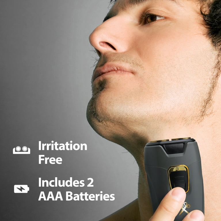 Cutting Edge Dual Rotary Travel Shaver – Portable, Battery-Powered, Hypoallergenic Stainless Steel Blades, Includes 2 AA Batteries