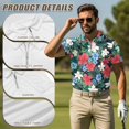 thumbnail image 5 of KUIFORTI Matching Golf Shirts for Couple Tropical Hibiscus Floral Quarter Zip Mens Hawaiian Shirt Moisture Wicking Suitable for Outdoor Sports Soft and Comfortable Lapel Design, 5 of 6