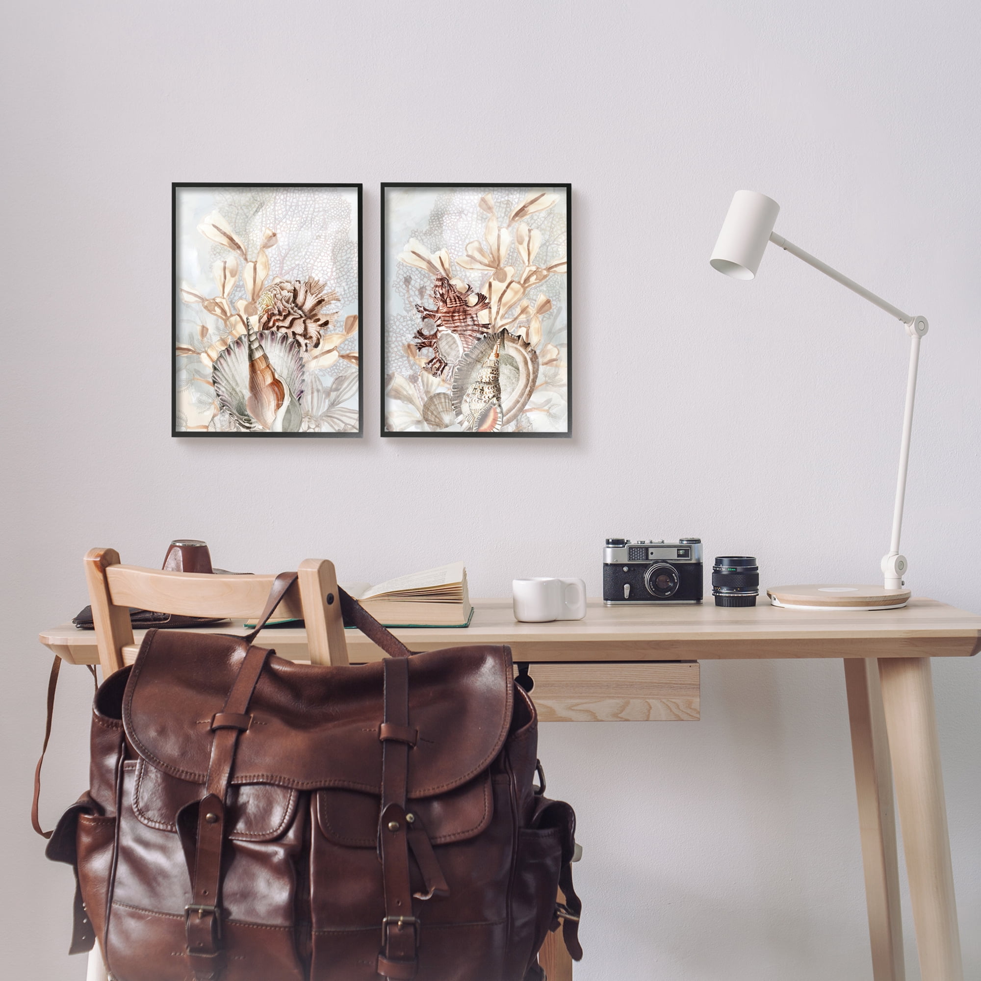 Stupell Industries Grey & Beige Sea Life Animals & Insects Painting Black Framed Art Print Wall Art, 11 x 14