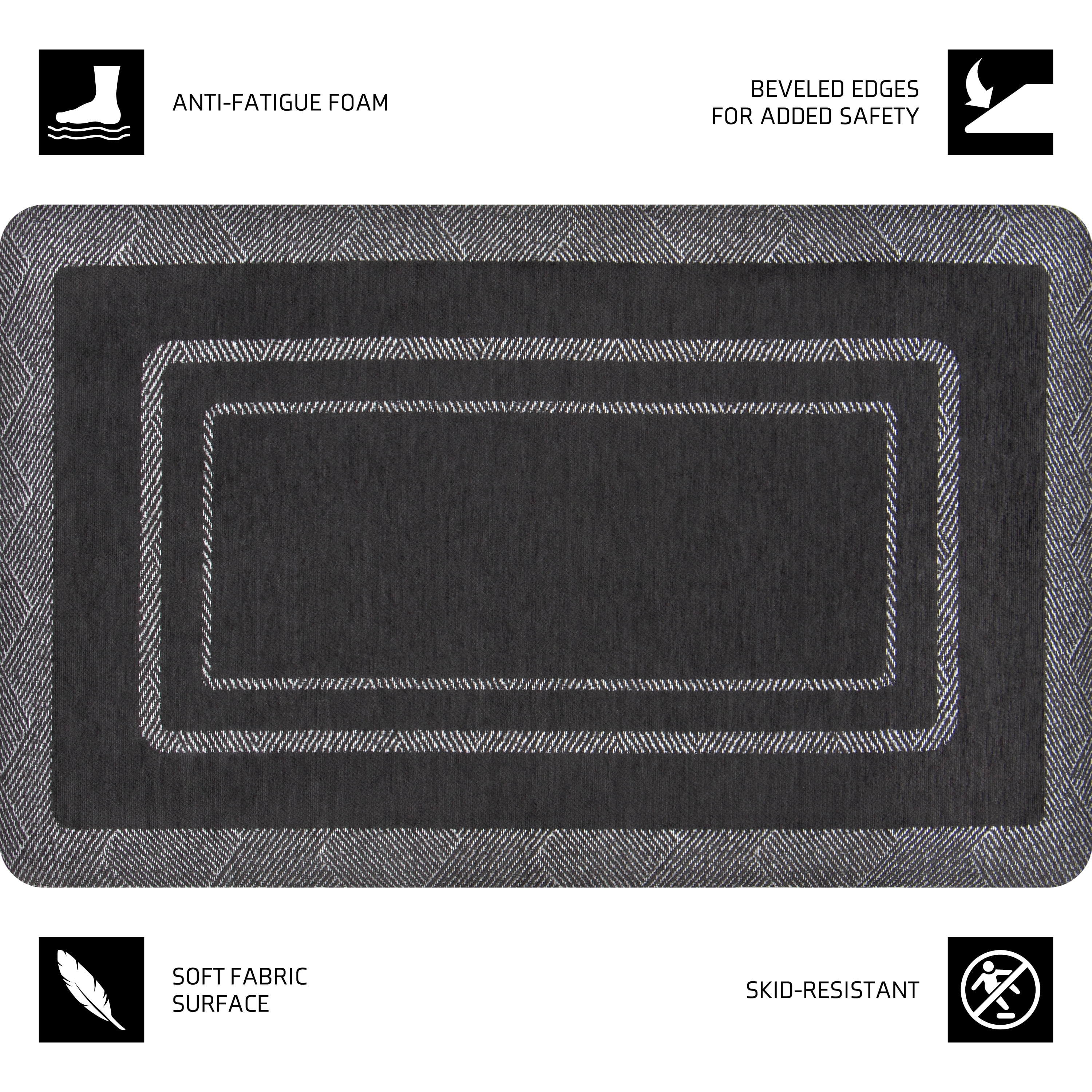 Better Homes & Gardens Dustin Collection Modern Weave Rich Black Anti-fatigue Kitchen Mat 20" x 32"