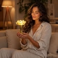thumbnail image 5 of Lotus LED Candle, Flameless Flower Light, a Faceted Bloom Mounted on a Metallic-look Stem Across Dining Tables Mantels Shelves, Decorative Tabletop Lamp for Weddings Dinners, 5 of 7