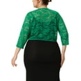 thumbnail image 3 of Agnes Orinda Women's Plus Size Elegant Hollow Out 1/2 Sleeve Crop Shrug 4X Green, 3 of 6