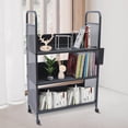 thumbnail image 2 of TOOL1SHOoo Rolling Book Truck Book Cart with 3 Flat Shelves, Library Book Cart with Swivel Lockable Casters Black, 2 of 11