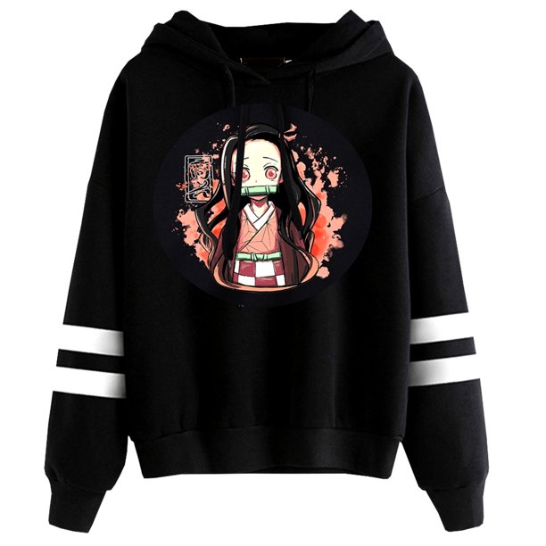 Taicanon Demon Slayer Hoodie Nezuko Tanjirou Anime Deku Striped Sleeve ...