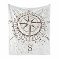 thumbnail image 1 of Compass Soft Flannel Fleece Blanket, Retro Tainted and Splashed Paint on a Voyage Windrose Discovery Theme Vintage Art Design, Cozy Plush for Indoor and Outdoor Use, 50" x 70", Umber, by Ambesonne, 1 of 6