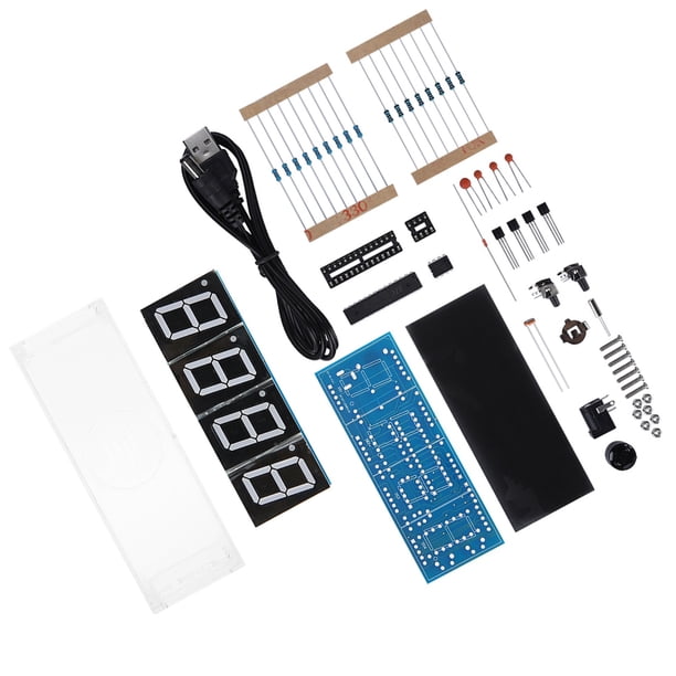 Kit De Reloj LED Digital De Bricolaje De 4 Dígitos, Temperatura De Tiempo De Pantalla Automática Fecha De Temperatura LED Con Temporizador De Alarma De Control De Luz Para