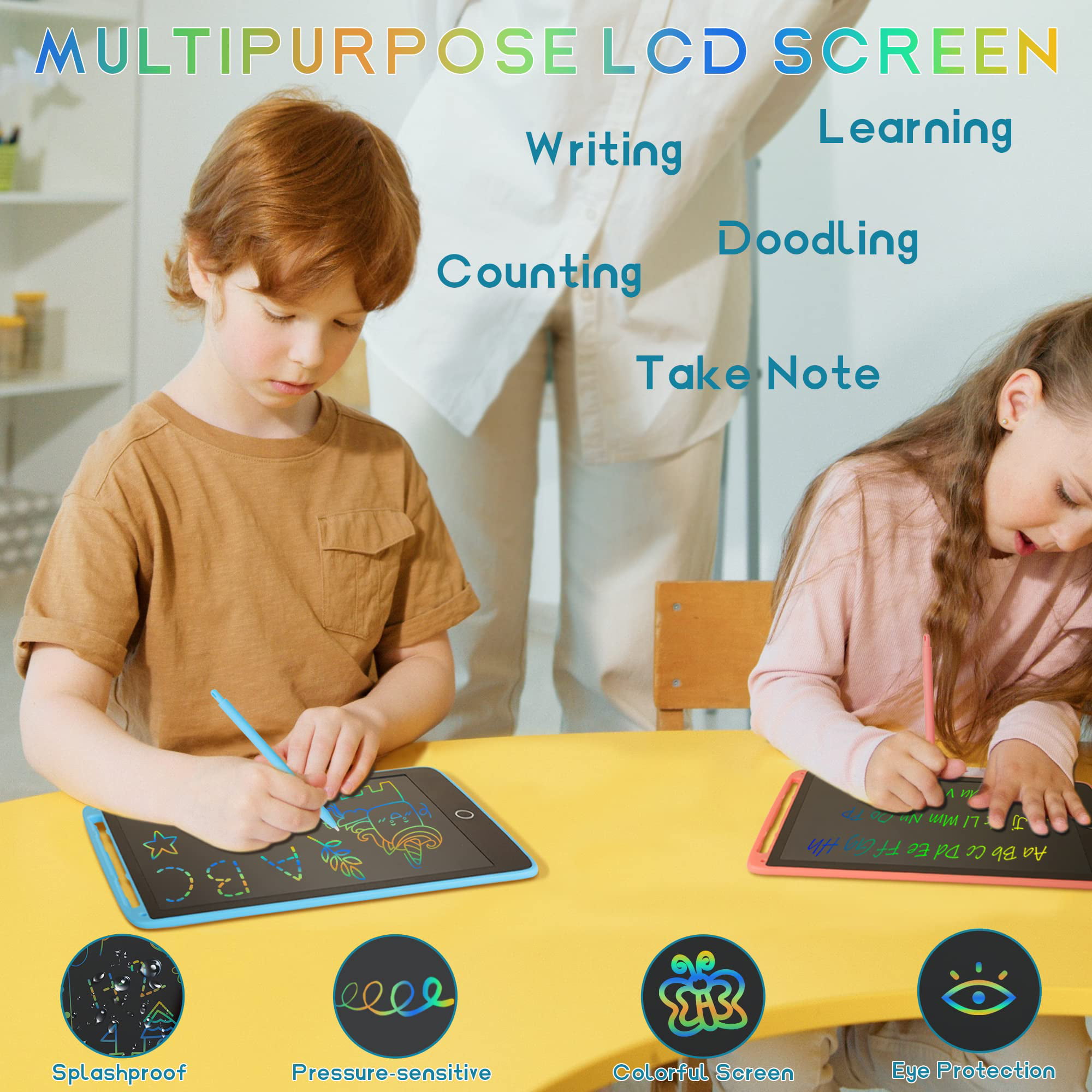 PYTTUR 10 Inch LCD Writing Tablet for Kids 2 Pack Learning Drawing Tablets  Reusable Toddler Educational Drawing Pad for Kids Christmas Birthday Gifts