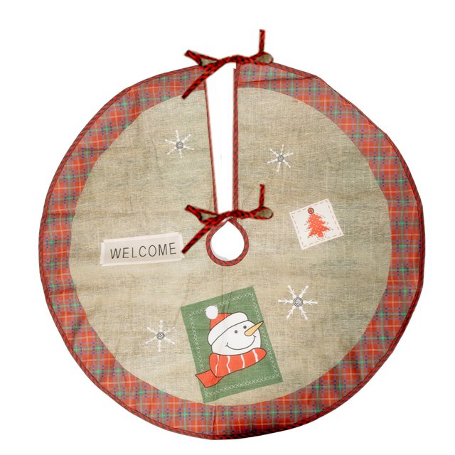Alfombra de franela para árbol de Navidad, tapete estampado de Papá Noel, muñeco de nieve, adornos para árbol de Navidad, fiesta de año nuevo, decoración del hogar