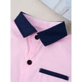 thumbnail image 5 of Alvivi Boys Short Sleeve Button-Down Oxford Shirt Turndown Summer Tops Uniform Pink 13-14, 5 of 7