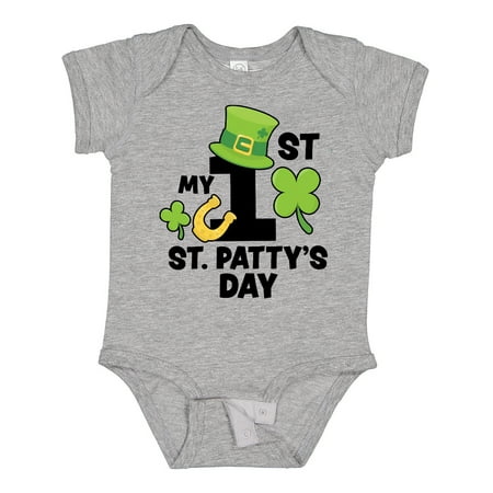 

Inktastic My 1st St Pattys Day with Shamrock Horseshoe and Hat Gift Baby Boy or Baby Girl Bodysuit