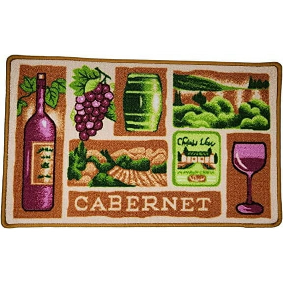 2PC KITCHEN RUG CUP OF WINE