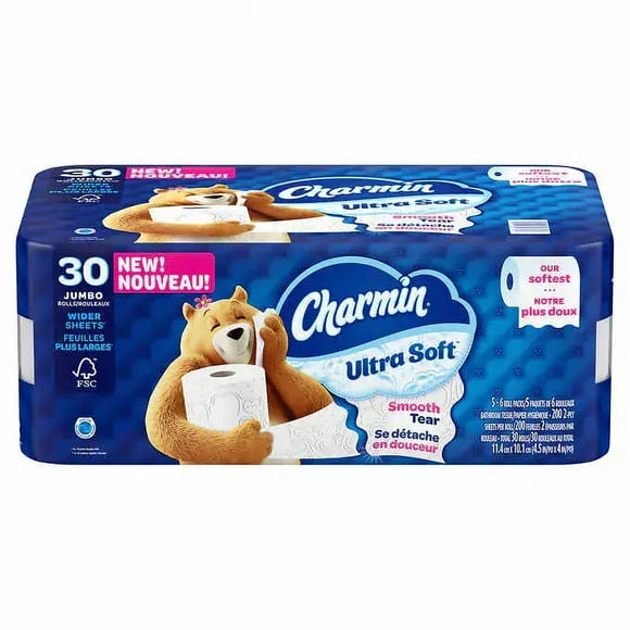 Charmin Ultra Soft Toilet Paper Jumbo Rolls - 30 Rolls, 2-Ply, Sewer and Septic Safe