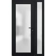 thumbnail image 3 of Front Exterior Prehung Metal-Plastic Door Frosted Glass / Manux 8102 Matte Black / Side Window / Office Commercial and Residential Doors Entrance Patio Garage 44" x 80" Left-hand Inswing, 3 of 7