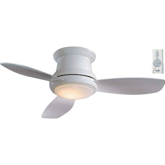 Minka-Aire F518L-WH, Concept II LED White Flush Mount 44" Ceiling Fan with Light and 2-Remote Control Bundle