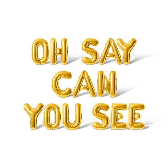 Letter Balloons - OH SAY CAN YOU SEE 16" Inch Alphabet Letters Foil Mylar Balloon 4th of July Party Banner (Gold)