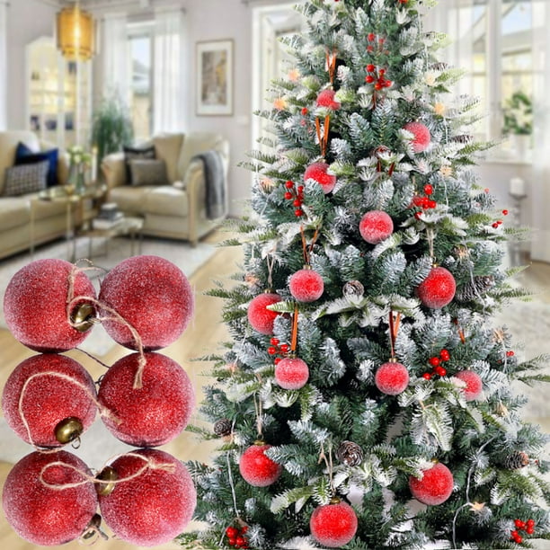 Adorno Navideño de Terciopelo Pintado de Plástico con Forma de Árbol de Navidad En Caja Flocada