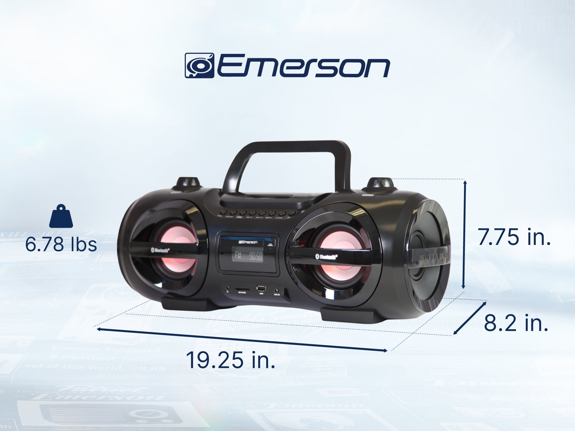 Emerson EPB-3005 Retro Portable CD Boombox, Black