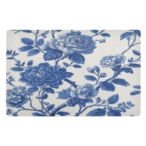 32x20 Inch Doormat Indoor Entrance Mat Entrance Welcome Mat Outdoor Mats for Front Door Blue Floral