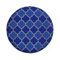 thumbnail image 3 of Spare Tire Cover, Blue Gold Grid Lantern Shapes Wheel Cover Tire Covers for Trailers Car Truck Camper Universal Tire Covering Fits Diameter 15 inch, 3 of 7
