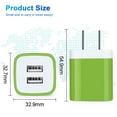 thumbnail image 2 of Charger Block,FiveBox 2pcs 2.1A Dual USB Charger Block with 2pcs Android Phone Type C Charger Cable USB C Charging Cable 6ft USB Wall Charger Block USB Brick Fast Charging Block(Purple,Green), 2 of 9