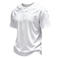 thumbnail image 2 of LTTVQM Mens Top Three Button Henley Short Sleeve Tee Breathable Summer Travel Casual Shirts White M, 2 of 5