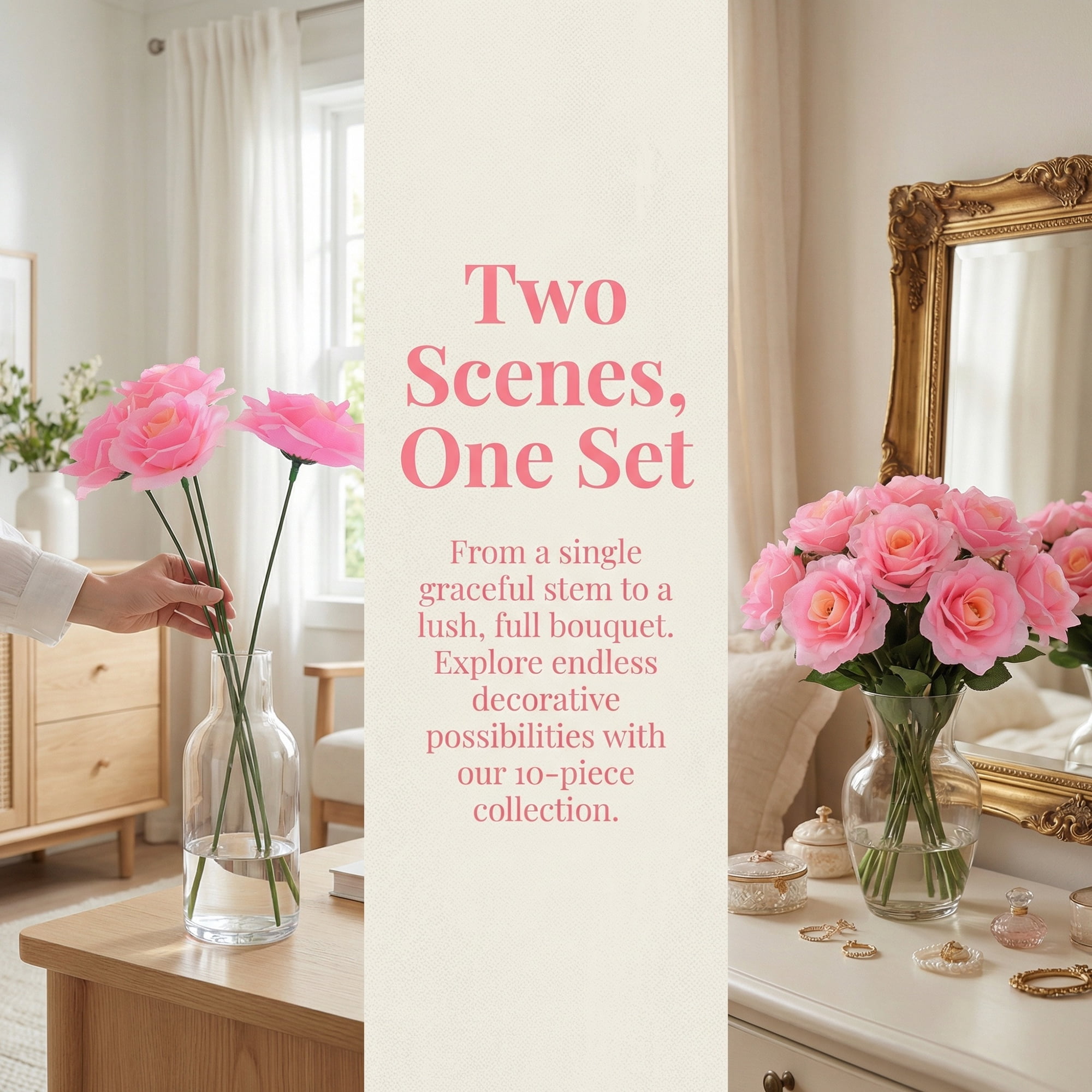 Unique Bargains Artificial Roses Silk Flowers with Detachable Heads Light Pink 5.9inch