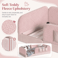thumbnail image 4 of Miniyam Twin Size Montessori Floor Bed for Kids, Upholstered Teddy Fleece Low Profile Bed Frame, Pink, 4 of 8