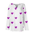thumbnail image 4 of Resicozy Valentines Shirts For Women Long Sleeve Shirt Valentine Day Button Neck Top 2026 Love Heart Printed Graphic Pullover Light Purple 2XL, 4 of 5