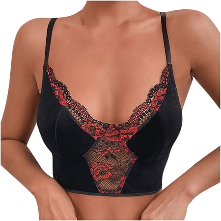 

SMihono Discount Wrap Bra Tube Tops for Women Small Lace Stitch Wrapped Chest Slim Fit Waist And Shoulder Vest Crop Tops Halter Sleeveless Floral Print Female Leisure Black 8