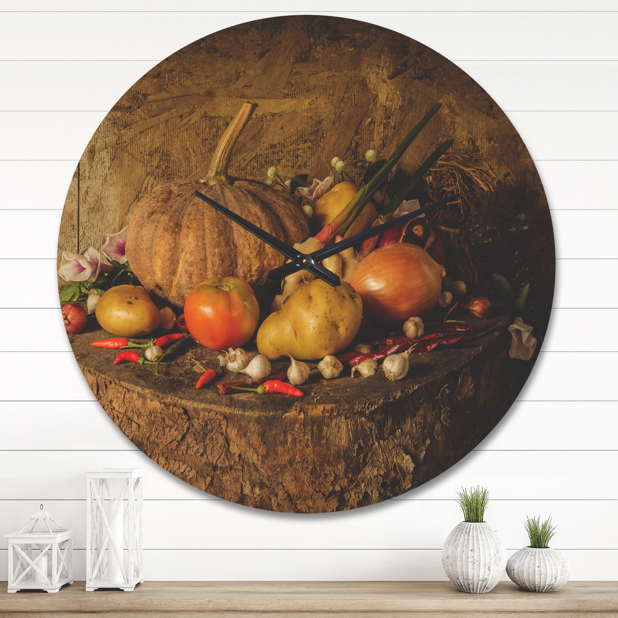 Designart 'Fruits and Vegetables' Modern Wood Wall Clock