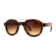 thumbnail image 2 of Metal Top Bridge Hipster Vintage Style Round Snug Horn Rim Sunglasses Tortoise Brown, 2 of 4