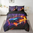 thumbnail image 2 of Feelyou Sport Race Car Bedding Comforter Set 7pcs for Boy, Lightning Racing Car Queen Bedding Sets, Futuristic Automobile Reversible Queen Sheet Sets, Breathable Home Decor, 2 of 7