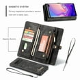 thumbnail image 3 of Samsung Galaxy S10 Plus Wallet Case - Dteck Premium Leather Zipper Purse Detachable Magnetic Flip Case S10 Plus Shockproof Cell Phone Case with Credit Card Slots, Black, 3 of 7