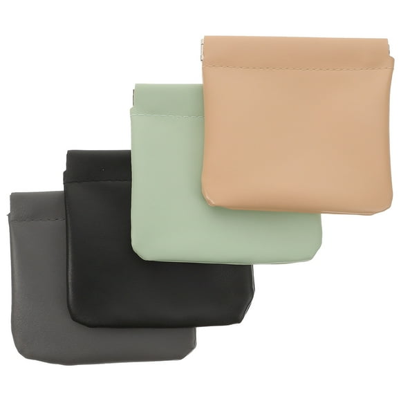 CRILSTYLEO 4Ud Bolso Cosmético Pequeño De Cuero Para Organizar Accesorios Con Apertura Rápida Por Presión