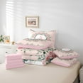 thumbnail image 6 of jejeloiu Letter A Monogrammed 7-Piece Twin Bedding Sets,Cute Flower Blossom Bedding Comforter Set,Pink White Green Sheet Sets For Girls,Microfiber Room Decorative Reversible, 6 of 8