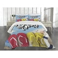 thumbnail image 3 of Ambesonne Chill Quilted Bedspread Set 3 Pcs, Flip Flops Summer, Queen Size, Multicolor, 3 of 5