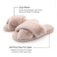 thumbnail image 2 of U-slide Women’s Cross Band Soft Plush Fluffy Furry Fleece House Indoor or Outdoor Ladies’ Slide Slippers, Powder Pink, 9-10, 2 of 11