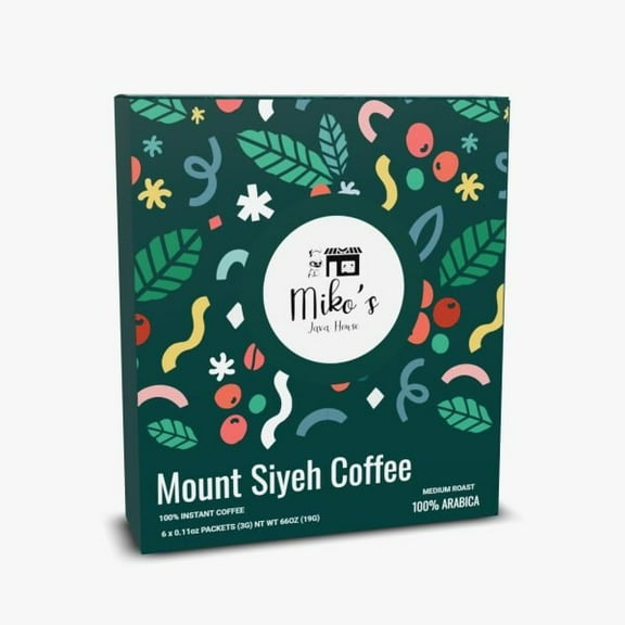 Mikos Java House Mount Siyeh Instant Coffee, 100% Arabica Papua New Guinea, Medium Roast, Freeze Dried, 66oz -with Smooth Toffee Almond Notes (6 Packets)