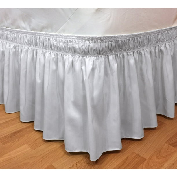 Elegant Elastic Ruffle Bed Skirt Easy Warp Around King ...
