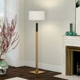 thumbnail image 3 of Evelyn&Zoe Teagan Two-Tone Floor Lamp with Fabric Shade, Brass/Black/White, 3 of 9