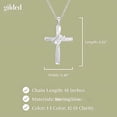 thumbnail image 4 of Gilded Sterling Silver Natural Round-Cut Diamond Accent (I-J Color, I2-I3 Clarity) 3 Stone Cross Pendant-Necklace,18", 4 of 6