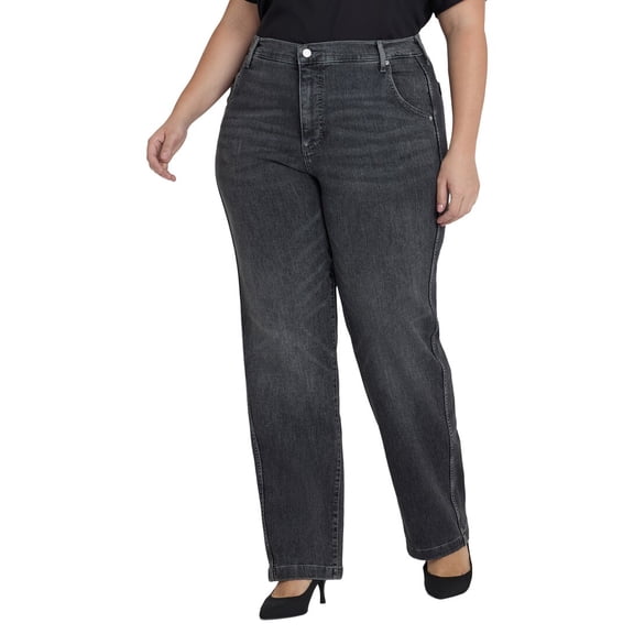 NYDJ womens Plus Brooke Vintage Noir Straight Leg Jean, 18W